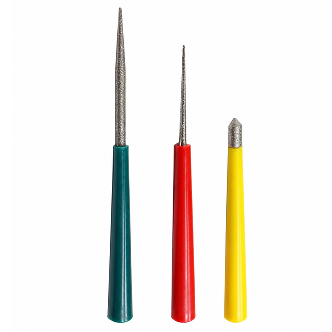 3 Piece Bead Reamer Set, 3.5", 4.25" & 5" Diamond Tipped Bead Hole Reamers with Color Coded Handles, Jewelry Making Tool Set for Smoothing Beads, Cleaning Holes & Wire Threading