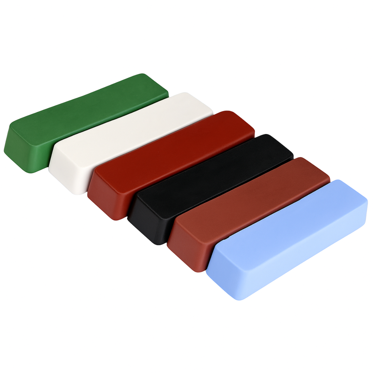 Polishing Compound Kit – 6 Piece, 4 oz Bars – Red Rouge, Black Emery, Brown Tripoli, White Diamond, Green & Blue – Metal, Wood & Plastic Buffing & Polishing