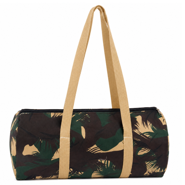 18-Inch Woodland Camouflage Zippered Tote Bag – Soft-Sided Travel, Gym, Camping and Storage Bag with Long Shoulder Handles and Reinforced Bottom