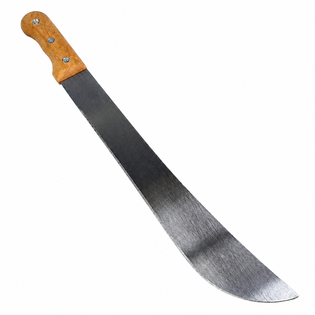 18-Inch Machete with 5-3/8-Inch Wooden Handle, Long Curved Metal Blade with 3-Rivet Construction for Cutting Tall Grass, Weeds, Brush and Garden Overgrowth