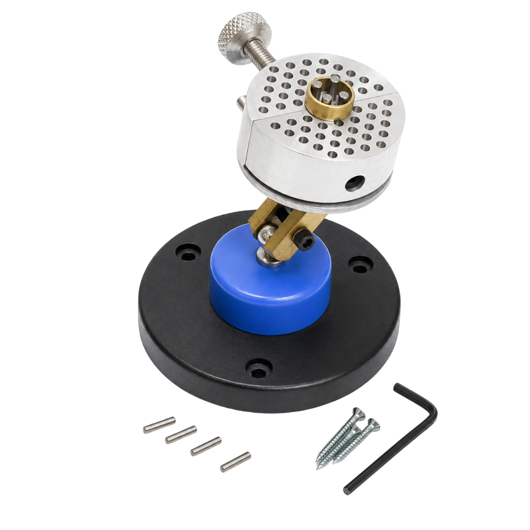 Universal Adjustable Work Holder with Weighted 3.5-Inch Base, Bench-Mounting Holes, Holding Pins and Hardware, Jewelry Making and Precision Work Vise – TJ-16977