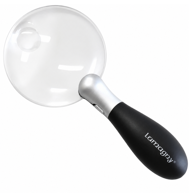 3.5" Rimless LED Handheld Magnifier with 3X/5X Lens & Ergonomic Handle – MG-14676