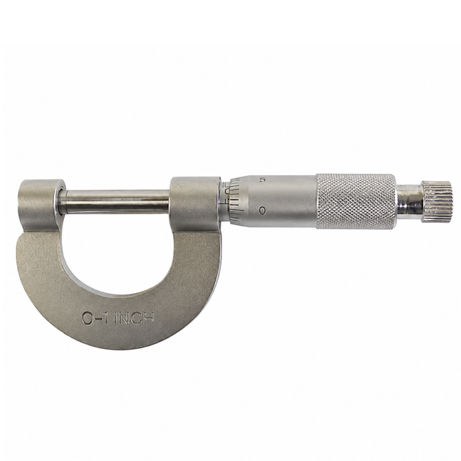 0-1" Micrometer SAE Precision Measuring Tool with Protective Case, 0.025" Rod Scale & 0.004" Knob Increments, Metal Outside Micrometer Caliper