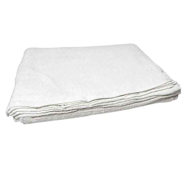 12-Piece White Cotton Terry Wiping Cloth Set, 14 x 17 Inch Cleaning Towels for Home, Auto, Garage and Workshop