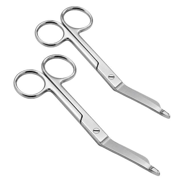 Stainless Steel Bandage Scissors, 4.5 Inch First Aid Scissors with Blunt Safety Tip, 1.75 Inch Angled Blades for Gauze, Medical Wraps, Emergency Kits, Travel & Home Use, Pack of 2