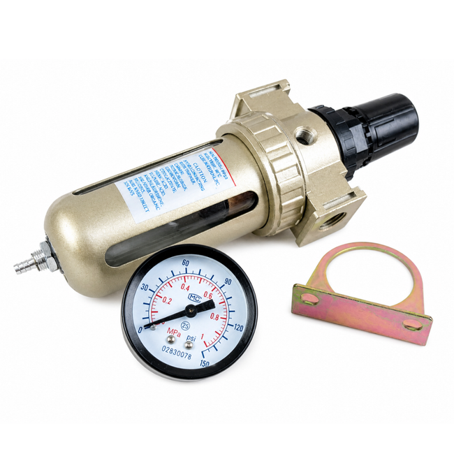 3/8" Air Filter Regulator with Gauge – 0–150 PSI Air Compressor Moisture Trap – Inline Air Dryer & Pressure Regulator for Pneumatic Tools