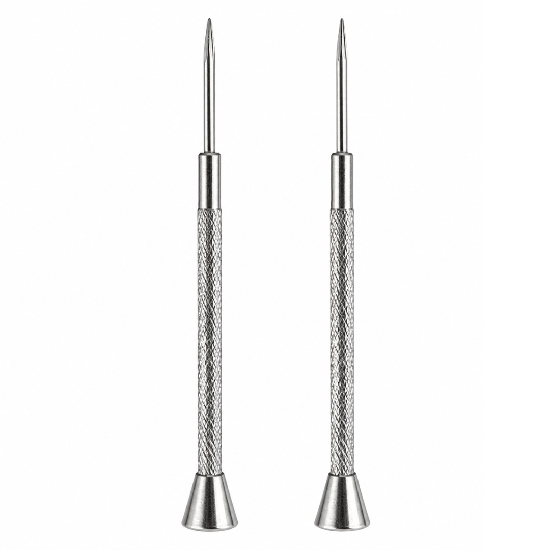 2 Pack Mini Metal Awl Pick Tool, 2.5 Inch Precision Pointed Awl with Knurled Grip Handle for Leather, Crafts, Jewelry, Detail Work, Marking, Scribing and Small Hole Starting