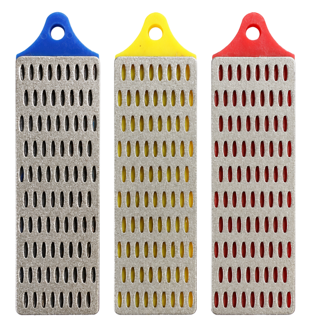 3-Piece Diamond Whetstone Sharpening Set – 180, 260 & 360 Grit Diamond Sharpening Stones for Knives, Tools, Saws & Garden Tools – Hanging Handle Design