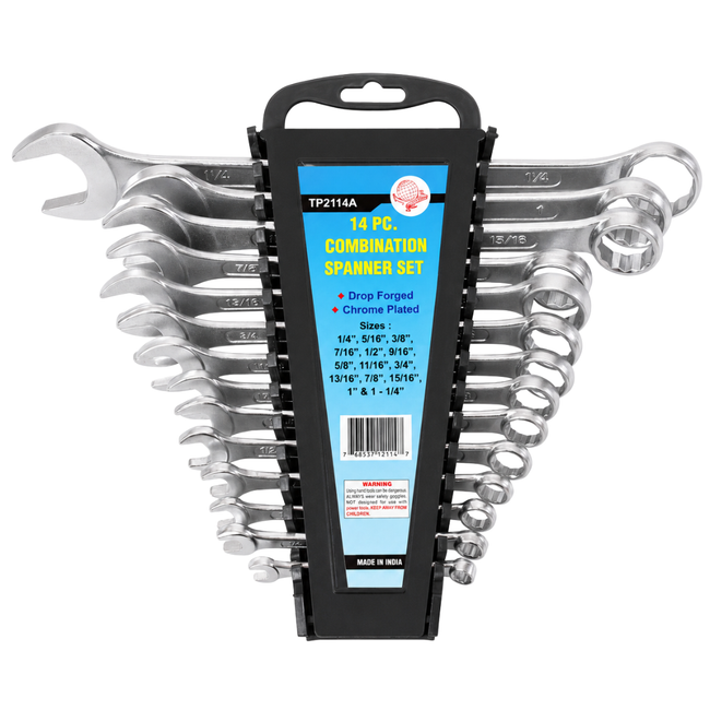 14-Piece SAE Combination Wrench Set, 1/4 Inch to 1-1/4 Inch, Open-End and Box-End Standard Wrenches with Plastic Carrying Case