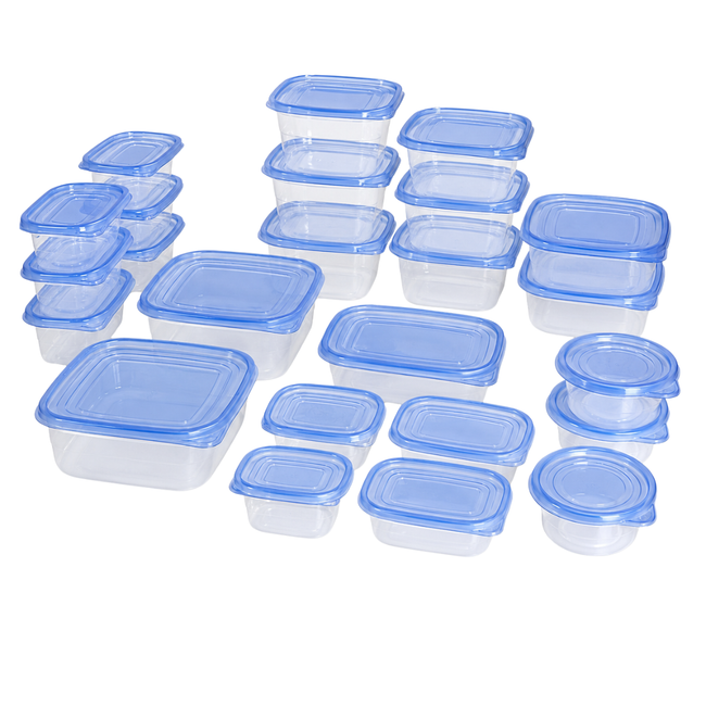 34 Piece Food Storage Container Set with Lids – Clear Stackable Plastic Containers – Assorted Sizes for Refrigerator, Freezer, Microwave & Dishwasher