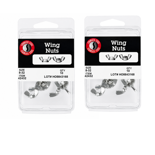 2 Pc. 8-32 Stainless Steel Wing Nuts, 10-Pack – Corrosion Resistant Butterfly Wing Nuts for Hand Tightening – Easy Grip Fasteners for Machinery, Automotive, Marine, DIY & Home Repairs