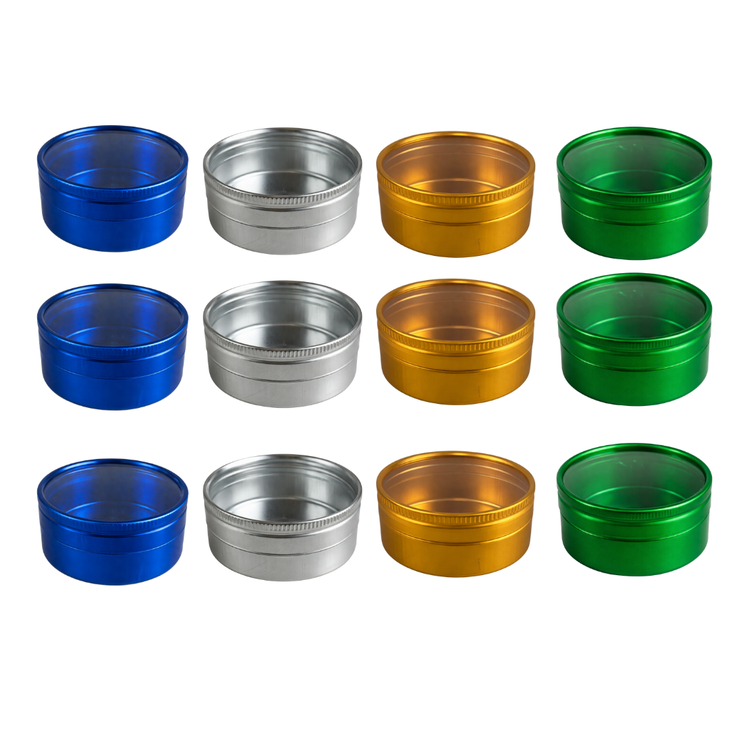 12-Piece Colorful Mini Aluminum Jars with Clear Glass Lids for Beads, Gems & Crafts – TJ05-91653