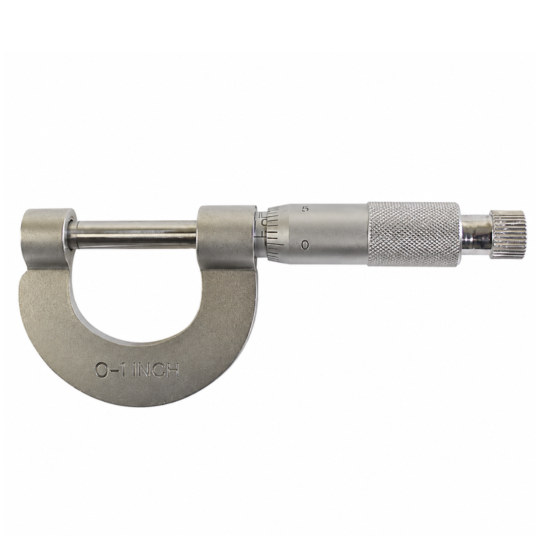 0-1" Micrometer SAE Precision Measuring Tool with Protective Case, 0.025" Rod Scale & 0.004" Knob Increments, Metal Outside Micrometer Caliper