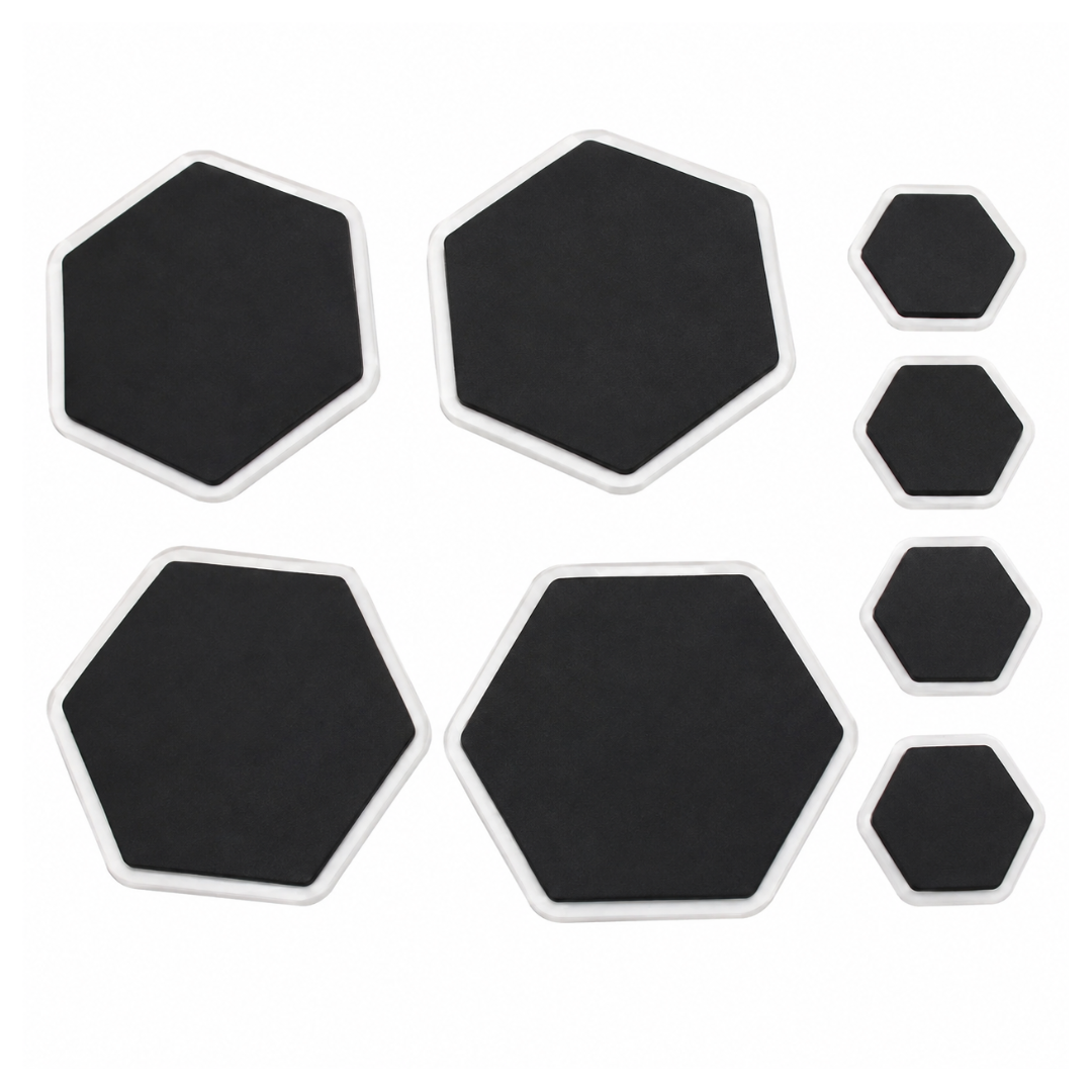 8 Piece Hexagon Furniture Sliders – 4 Large 7 Inch & 4 Small 4 Inch Furniture Moving Pads for Wood Floors & Carpet – Heavy Furniture & Appliance Floor Protectors