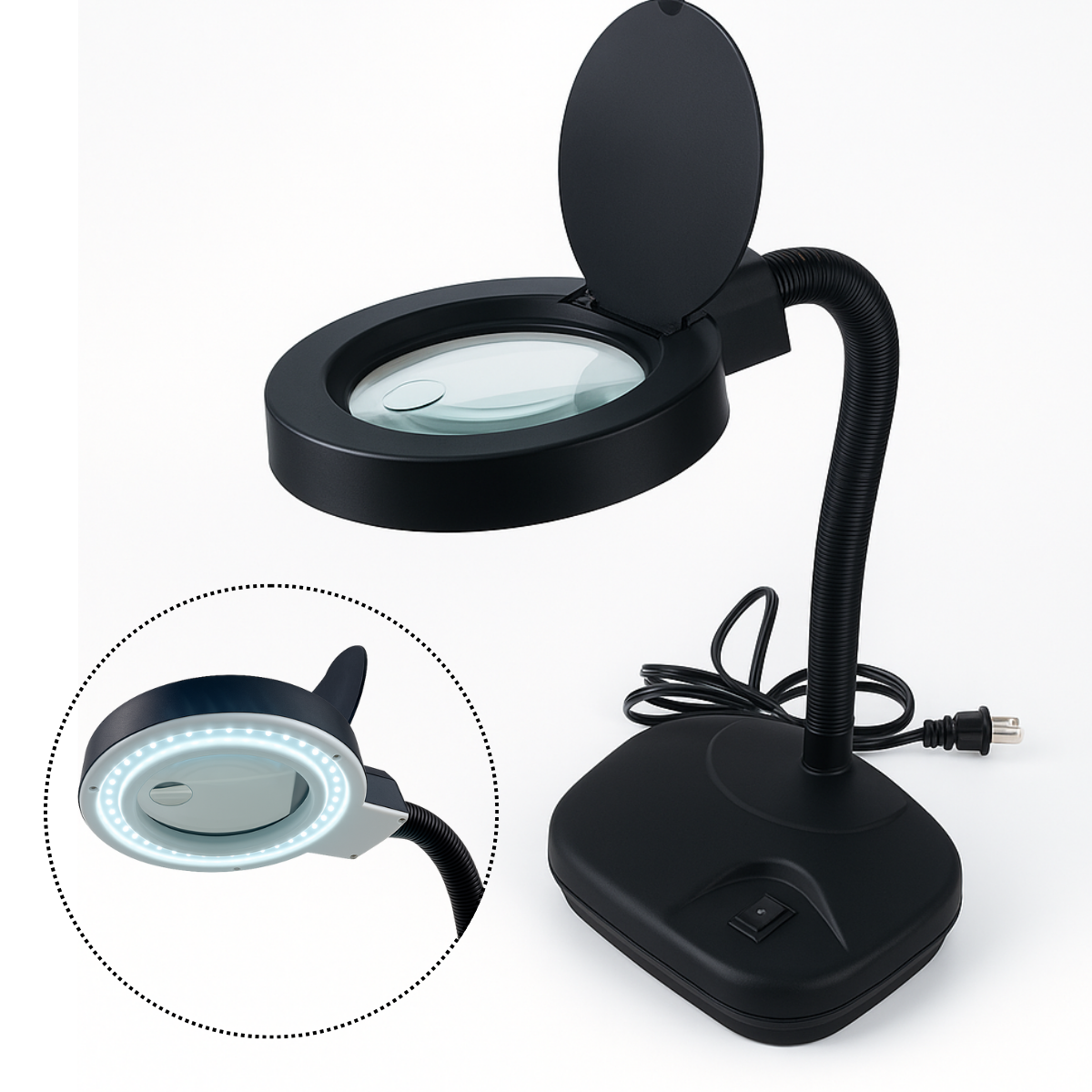 LED Illuminated Gooseneck Lamp Magnifier | 5x & 10x Power  - CR-29255