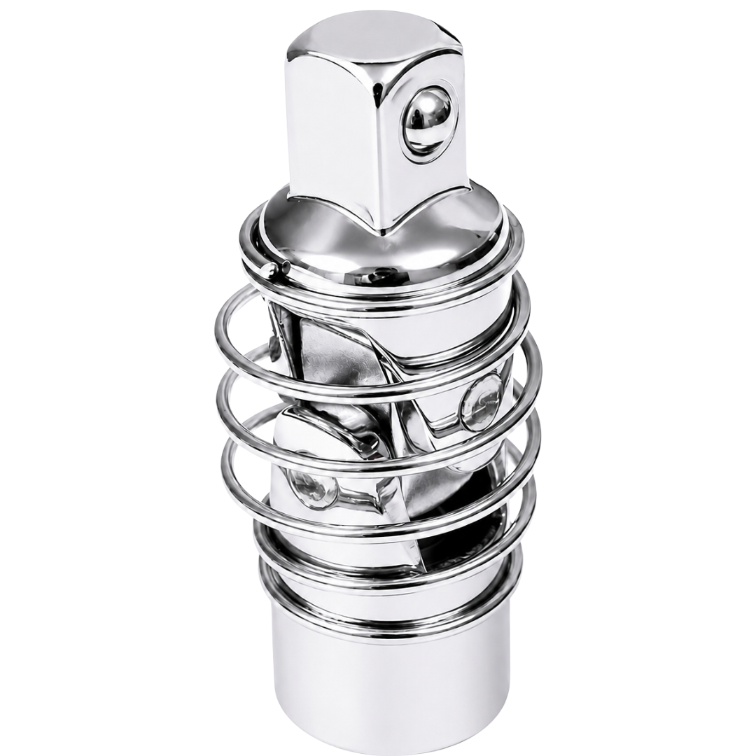 1/2-Inch Drive Spring-Wrapped Universal Joint Socket Adapter, Heavy-Duty Polished Stainless Steel for Ratchets and Socket Wrenches – TU-FR-822