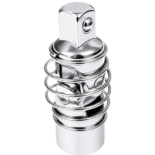 1/2-Inch Drive Spring-Wrapped Universal Joint Socket Adapter, Heavy-Duty Polished Stainless Steel for Ratchets and Socket Wrenches – TU-FR-822