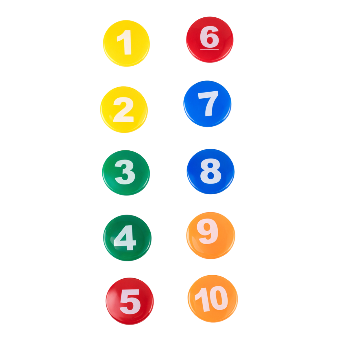 Set of 10 Colorful Number Magnets (1–10) – 1 Inch Round – Bright Multicolor Refrigerator & Teaching Magnets – MC6063-10-YX