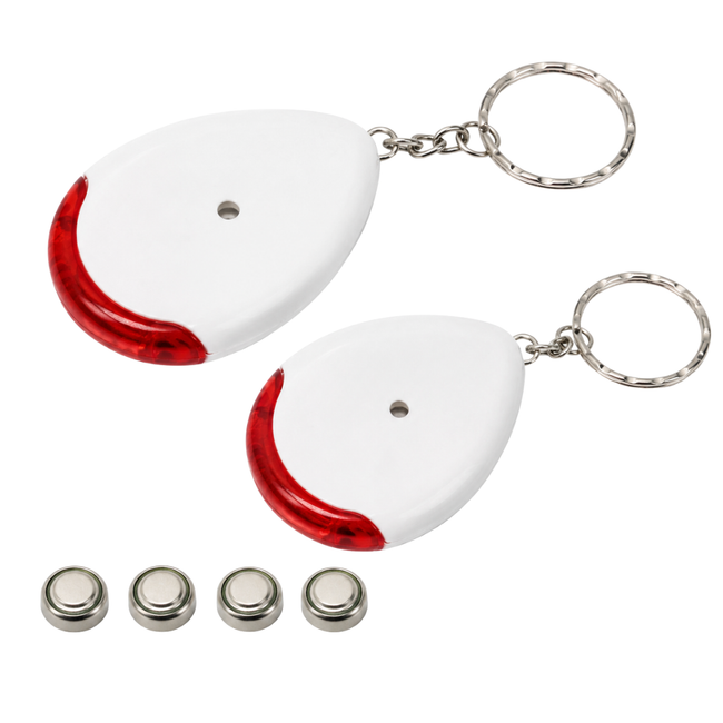 Whistle Activated Key Finder with Flashing LED Light & Key Ring, Battery Powered – 2 Pack - CAM-89599-Z02