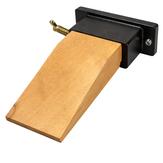 Bench Mounted Pin Vise with Wooden Anvil & Cast Iron Base – Jewelry Bench Pin for Filing, Sanding & Light Hammering – 5-3/8" x 3.75" – Includes Mounting Screws