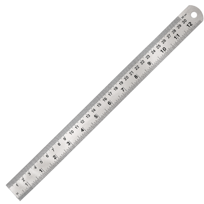 12-Inch Flexible Stainless Steel Ruler – Dual-Sided Inch & Metric Measuring Scale with Conversion Table – TM-10120