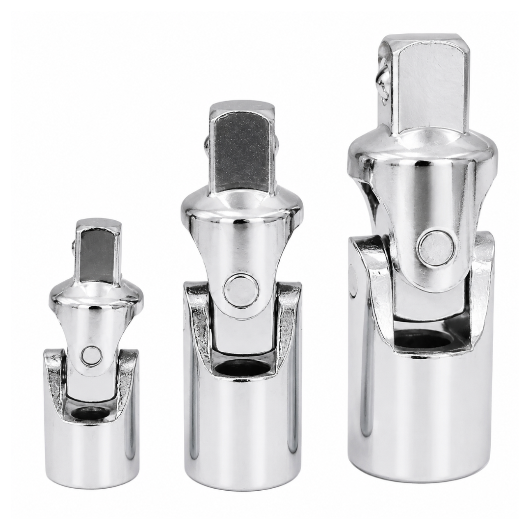 3-Piece Universal Joint Socket Adapter Set – 1/4", 3/8" & 1/2" Drive – Heavy-Duty Swivel Socket Accessories – TU-FR-8222