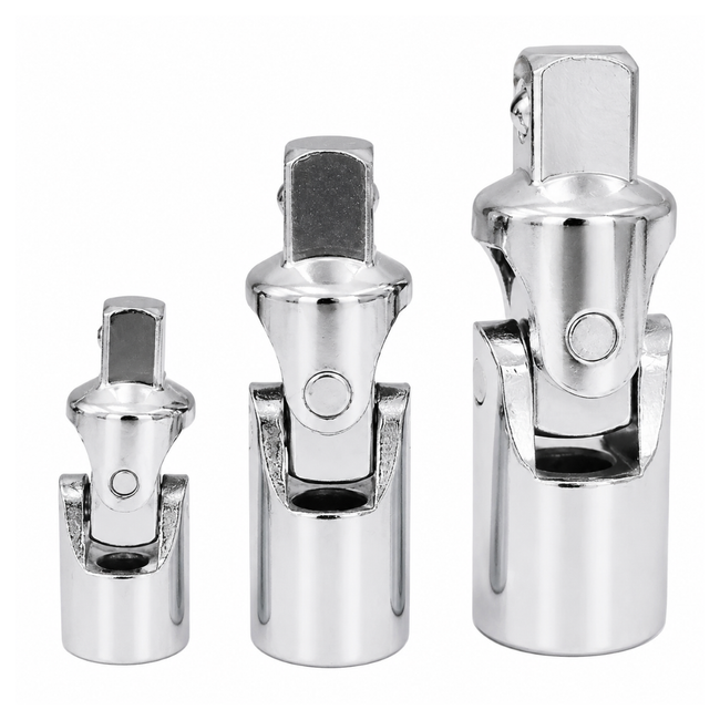3-Piece Universal Joint Socket Adapter Set – 1/4", 3/8" & 1/2" Drive – Heavy-Duty Swivel Socket Accessories – TU-FR-8222