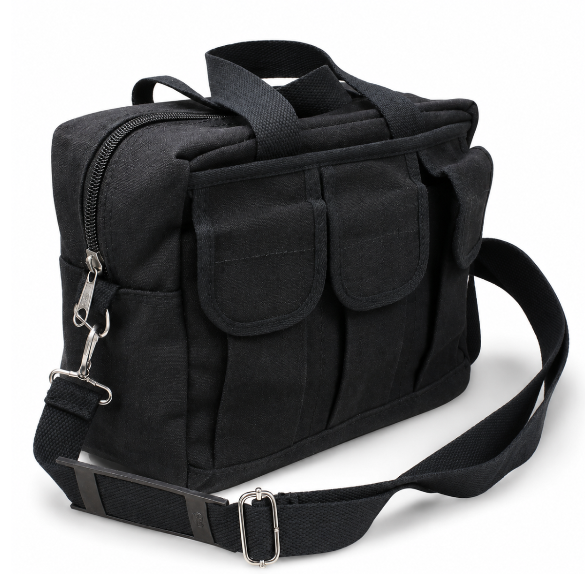 Heavy Duty Canvas Tool Bag with Removable Adjustable Shoulder Strap, 12" Multi-Pocket Utility Carry Bag for Tools, Crafts, Travel, Camera Gear, and Supplies