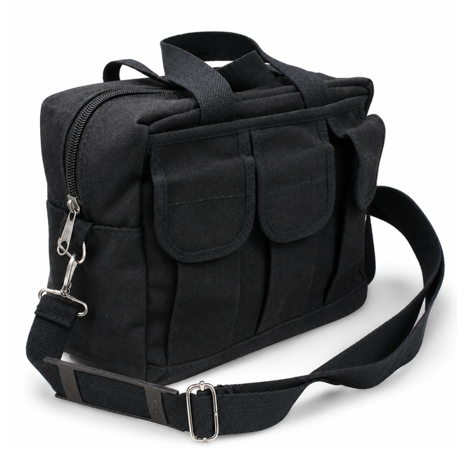 Heavy Duty Canvas Tool Bag with Removable Adjustable Shoulder Strap, 12" Multi-Pocket Utility Carry Bag for Tools, Crafts, Travel, Camera Gear, and Supplies