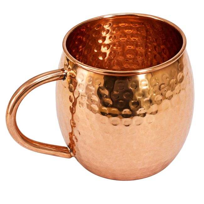 4 Inch Hammered Copper Moscow Mule Mug, Barrel Shaped Drink Cup with 3 Inch Rim Diameter, 7.5 oz Copper Mug for Cocktails, Bars, Restaurants, Parties & Home Use
