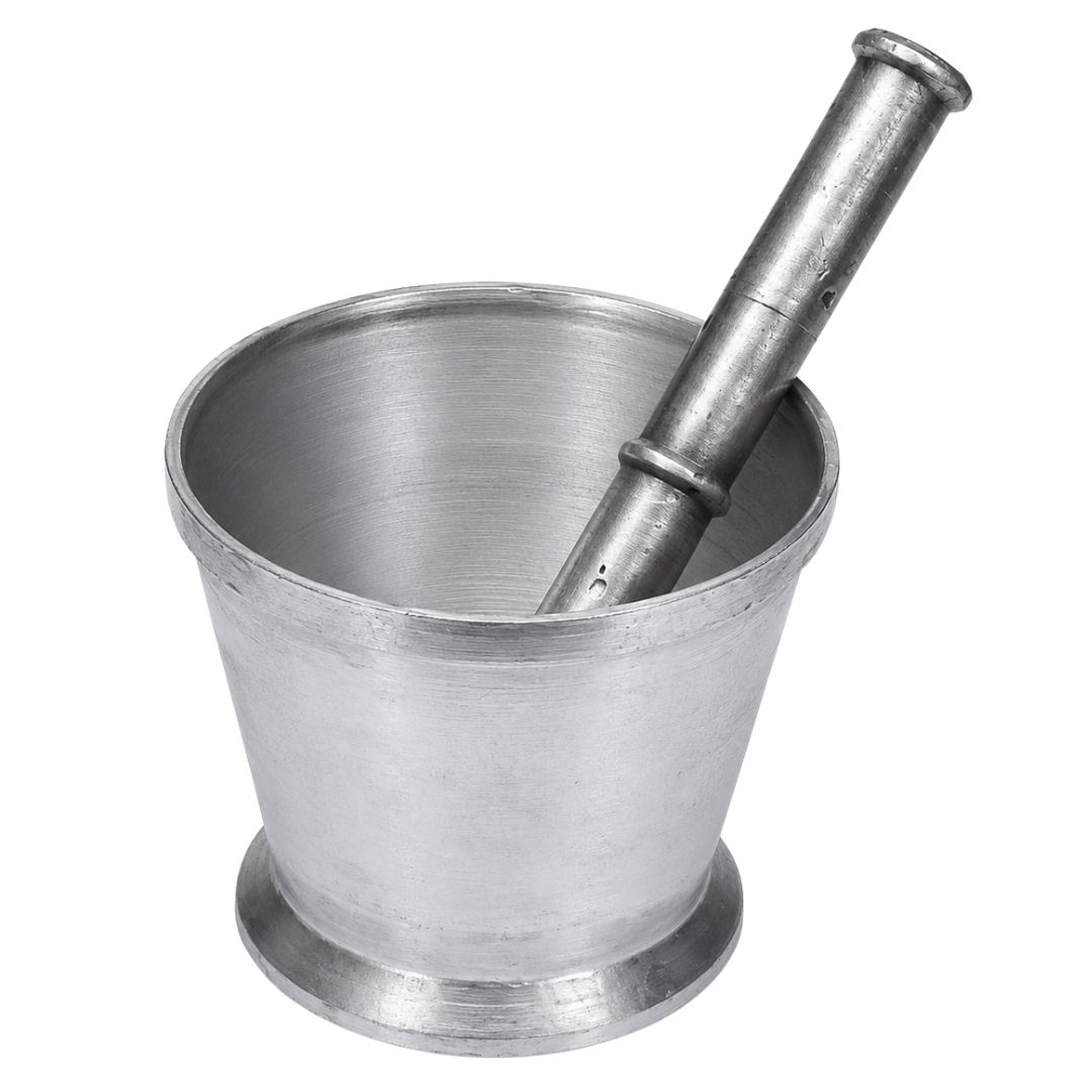 4 x 4 Inch Aluminum Mortar and Pestle Set – 7.5 Inch Flat-Ended Pestle – Heavy-Duty Grinding & Crushing Bowl for Spices, Herbs, Laboratory and Workshop Use