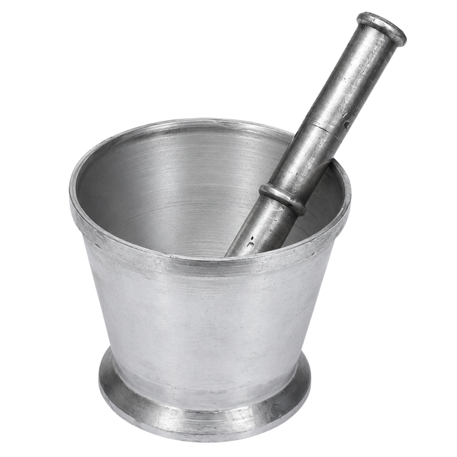 4 x 4 Inch Aluminum Mortar and Pestle Set – 7.5 Inch Flat-Ended Pestle – Heavy-Duty Grinding & Crushing Bowl for Spices, Herbs, Laboratory and Workshop Use