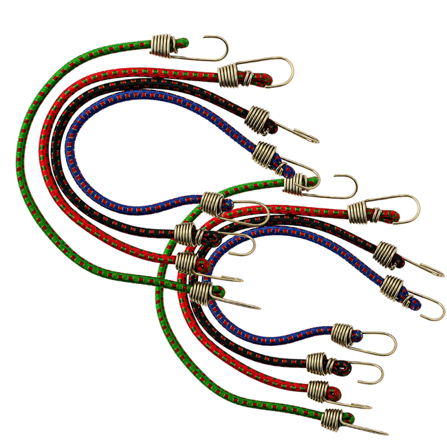Mini Bungee Cords 10 Inch, 4-Piece Assorted Color Elastic Tie-Down Cords with Hooks for Cables, Travel, Camping, Crafts & Light-Duty Organization, Pack of 2