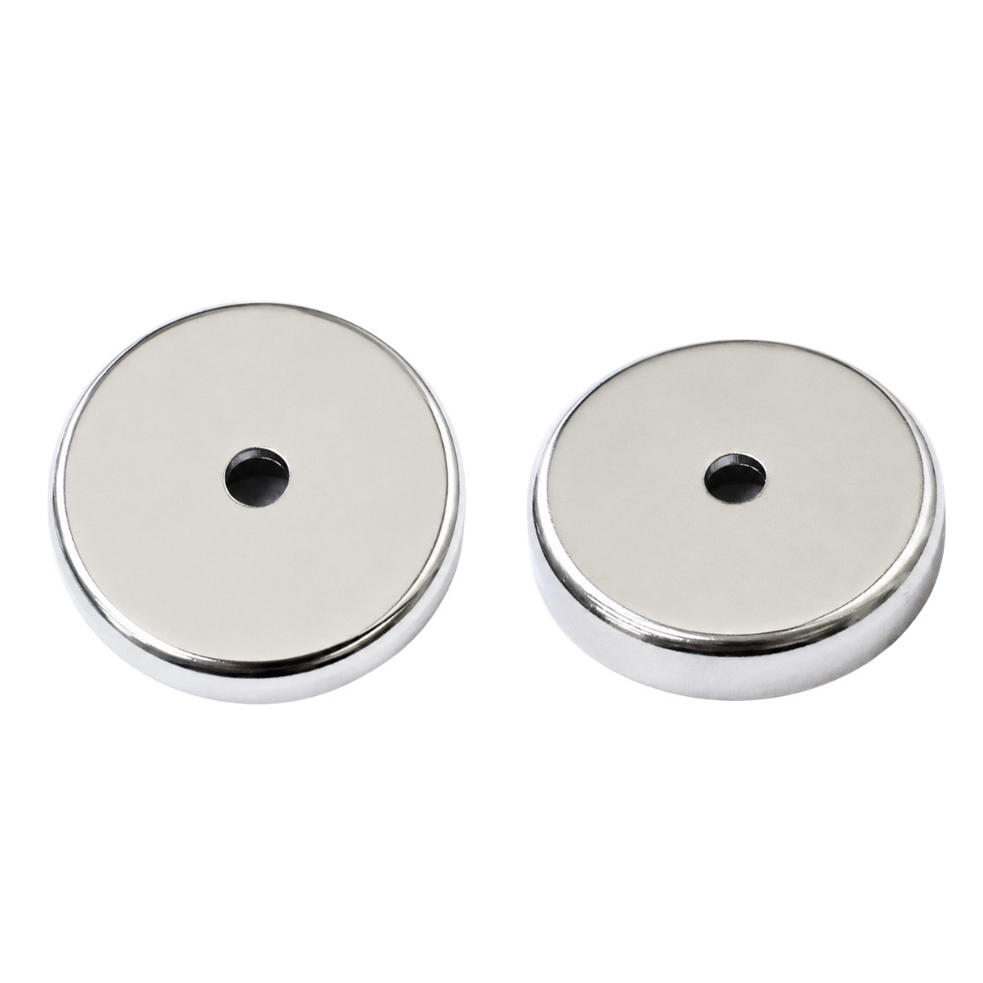 2-Pack Mini Round Magnets with Chrome-Plated Base, 1-1/2 Inch Diameter, Strong Utility Magnets for Garage, Workshop, Kitchen, Office and Classroom – MC-90219-Z02