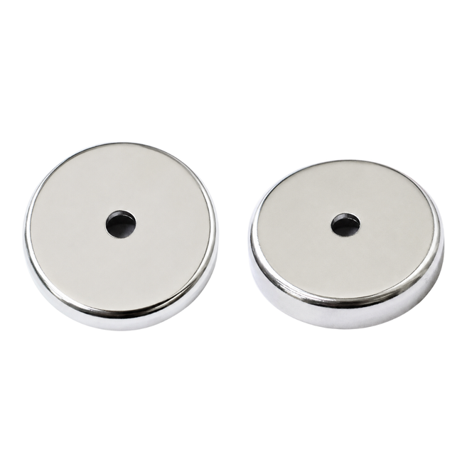2-Pack Mini Round Magnets with Chrome-Plated Base, 1-1/2 Inch Diameter, Strong Utility Magnets for Garage, Workshop, Kitchen, Office and Classroom – MC-90219-Z02