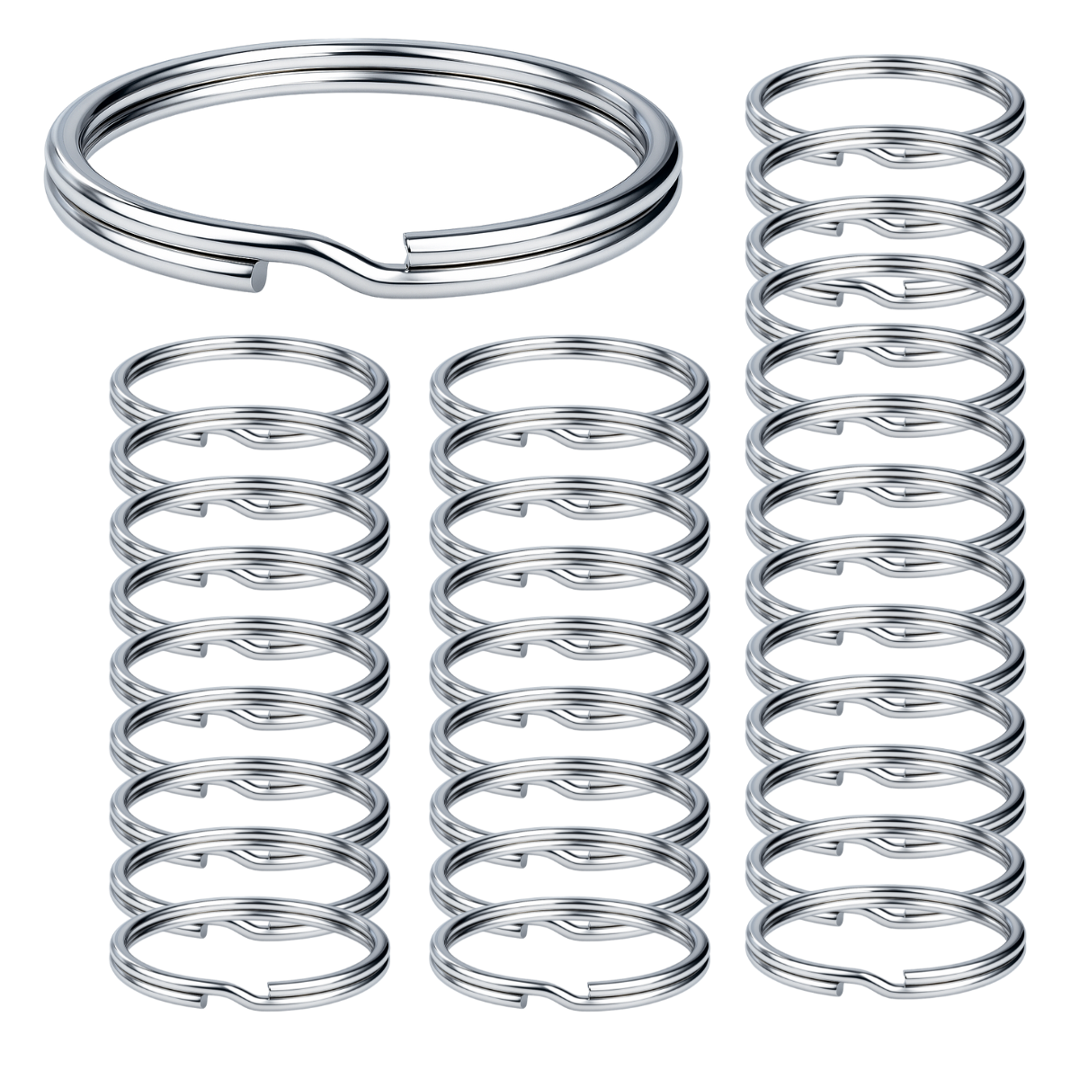 50 Piece Large Key Rings, 1-3/4 Inch Diameter  - HW-99043