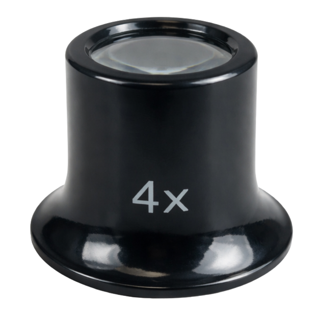 Black Jeweler’s Loupe 4X Magnification with Close to 1" Glass Lens – MG-00924