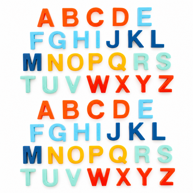 52-Piece Magnetic Alphabet Letters, 2 Complete A–Z Sets, 1-1/2 Inch Colorful ABC Magnets for Refrigerator, Magnetic Board, Early Learning, Spelling and Classroom Activities