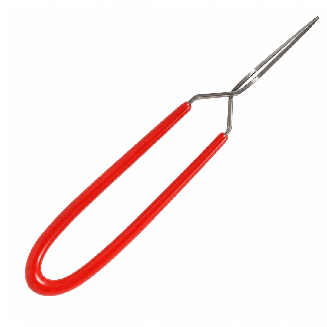 3-3/4 Inch Cross-Lock Tweezers with Vinyl-Coated Handle, Smooth Jaws, Self-Closing Reverse-Action Precision Tweezers for Soldering, Electronics, Jewelry and Crafts – S85-98565
