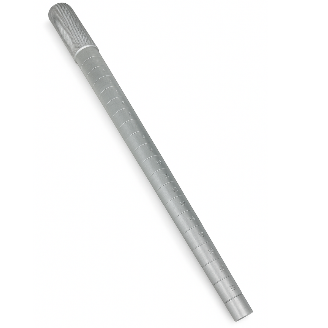 Aluminum Ring Mandrel – Measures Ring Sizes 4 to 14 in Half-Size Increments, 21 Step Intervals, 13" Length – TJ9702