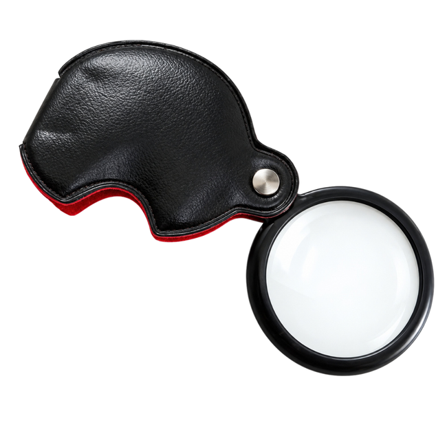 2 Inch Pocket Magnifier with 3X Magnification, Swivel Folding Design and Leatherette Case – MG-00541