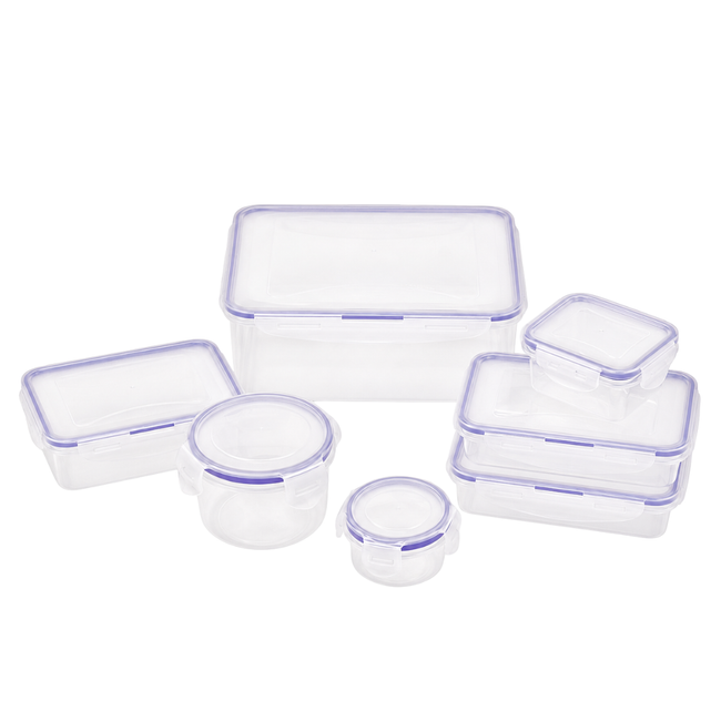 14-Piece Plastic Food Storage Container Set with Lids, 7 BPA-Free Airtight Containers, Stackable and Nesting, Microwave, Freezer and Dishwasher Safe, Assorted Sizes – LKCO-43007