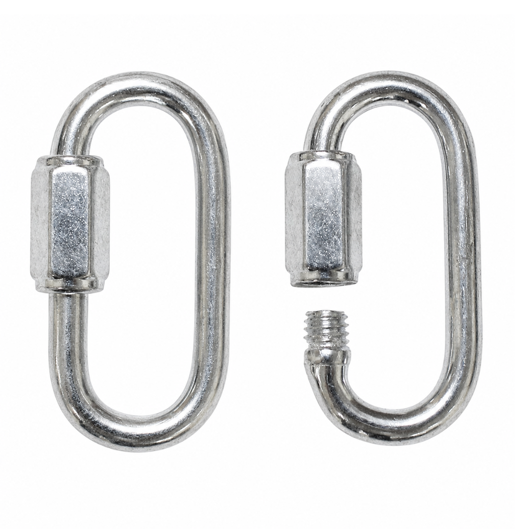 2-Pack 1/2 Inch Zinc-Plated Quick Links, Threaded Rigging Connectors, 2,200 lb Working Load Limit and 6,600 lb Breaking Strength for Secure Attachment
