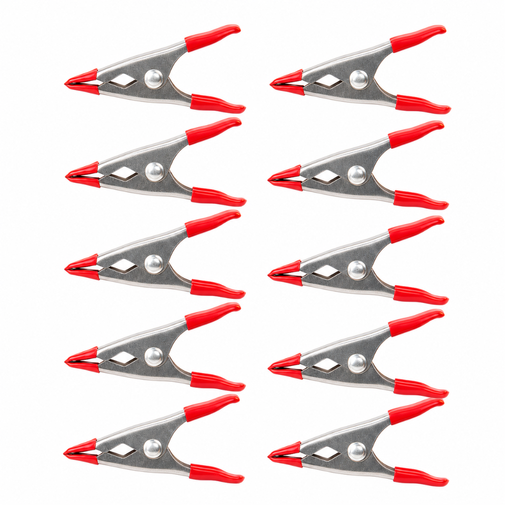 2 Inch Metal Spring Clamps, 10 Pack, Reusable Mini Clips with Vinyl-Coated Tips and 3/4 Inch Jaw Capacity for Crafts, Tarps, Home and Workshop