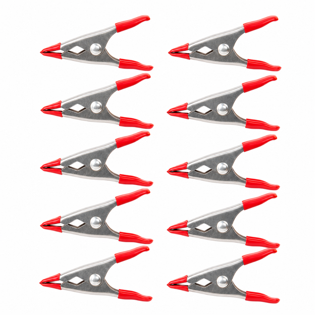 2 Inch Metal Spring Clamps, 10 Pack, Reusable Mini Clips with Vinyl-Coated Tips and 3/4 Inch Jaw Capacity for Crafts, Tarps, Home and Workshop