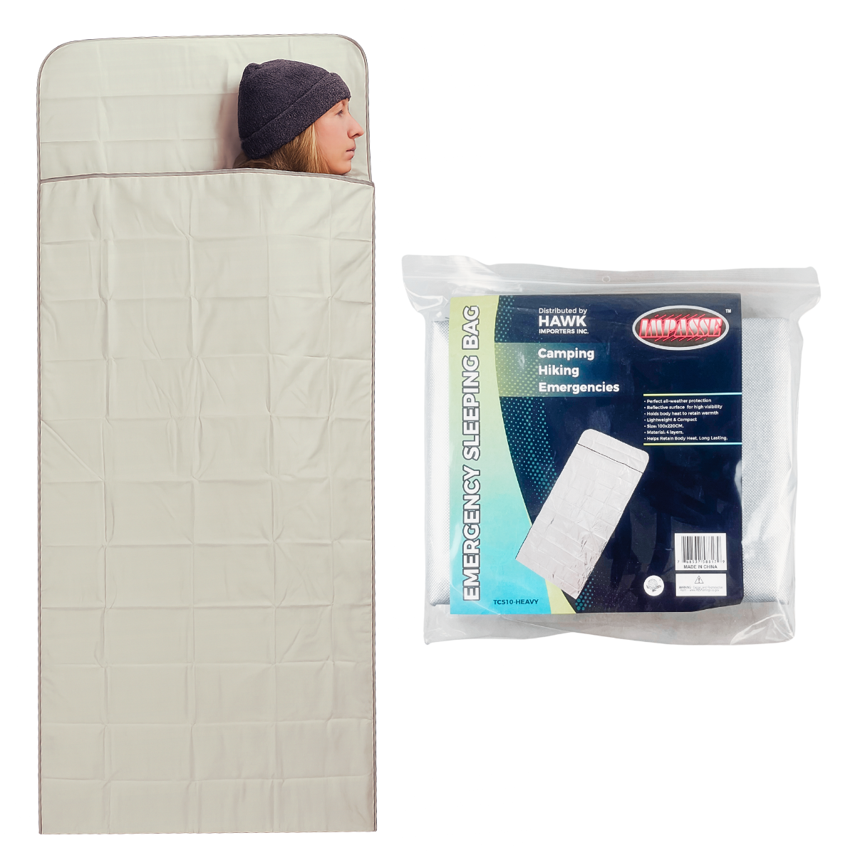 4-Layer Emergency Sleeping Bag – 39"x87" – Reflective, Lightweight & Compact Thermal Survival Blanket for Camping, Hiking, Outdoors