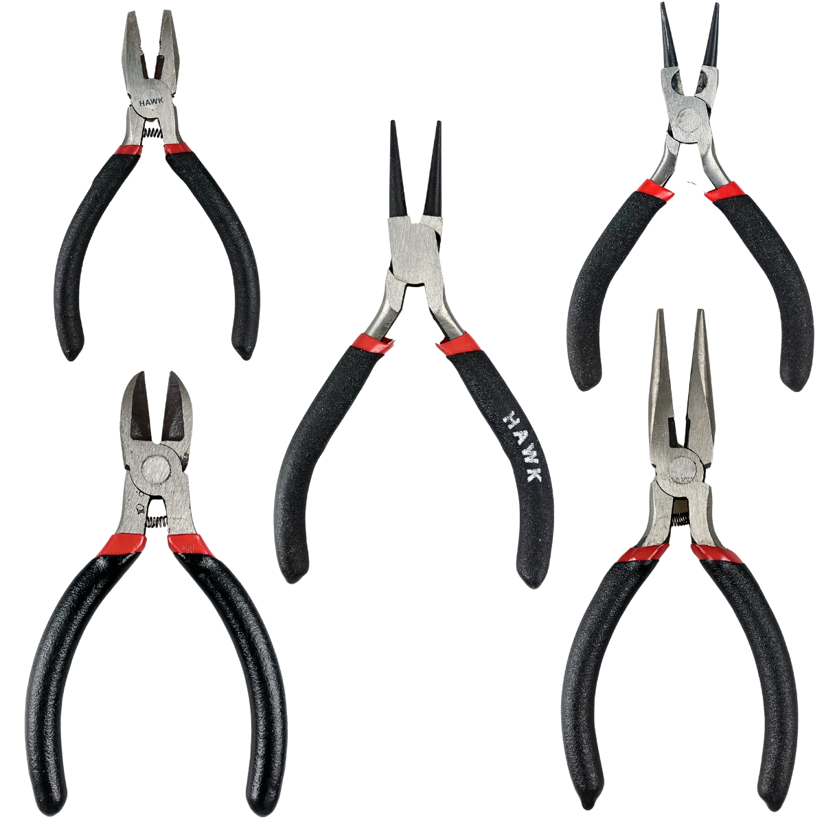 5-Piece Precision Mini Pliers Set - Needle Nose, Diagonal Cutter, Lineman and More