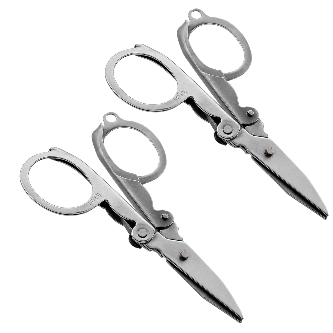 3" Folding Scissors for Needlecrafts & Sewing, Pack of 2, Compact Metal Thread Snips with Lanyard Hole, Portable Mini Scissors for Crafts, Sewing, Quilting & Travel