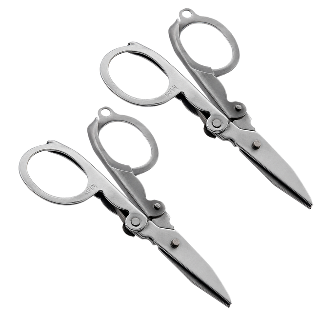 3" Folding Scissors for Needlecrafts & Sewing, Pack of 2, Compact Metal Thread Snips with Lanyard Hole, Portable Mini Scissors for Crafts, Sewing, Quilting & Travel
