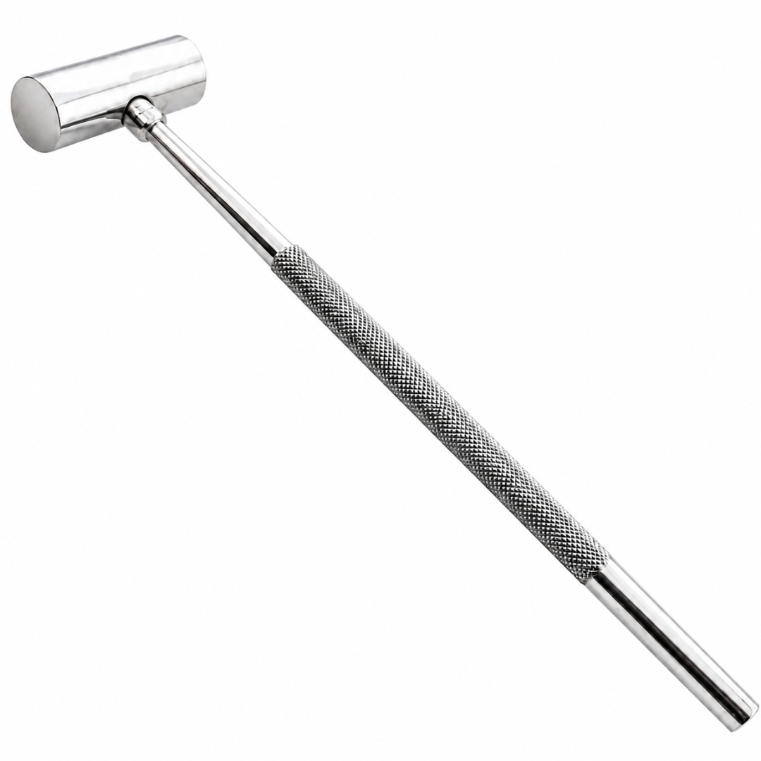 Stainless Steel Jeweler’s Hammer, 8 Inch Metal Craft Hammer with 1/2 Inch Flat Striking Surface, Knurled Non-Slip Handle, Mirror Finish Tool for Jewelry Making, Sheet Metal & Delicate Metal Work - PH-00188
